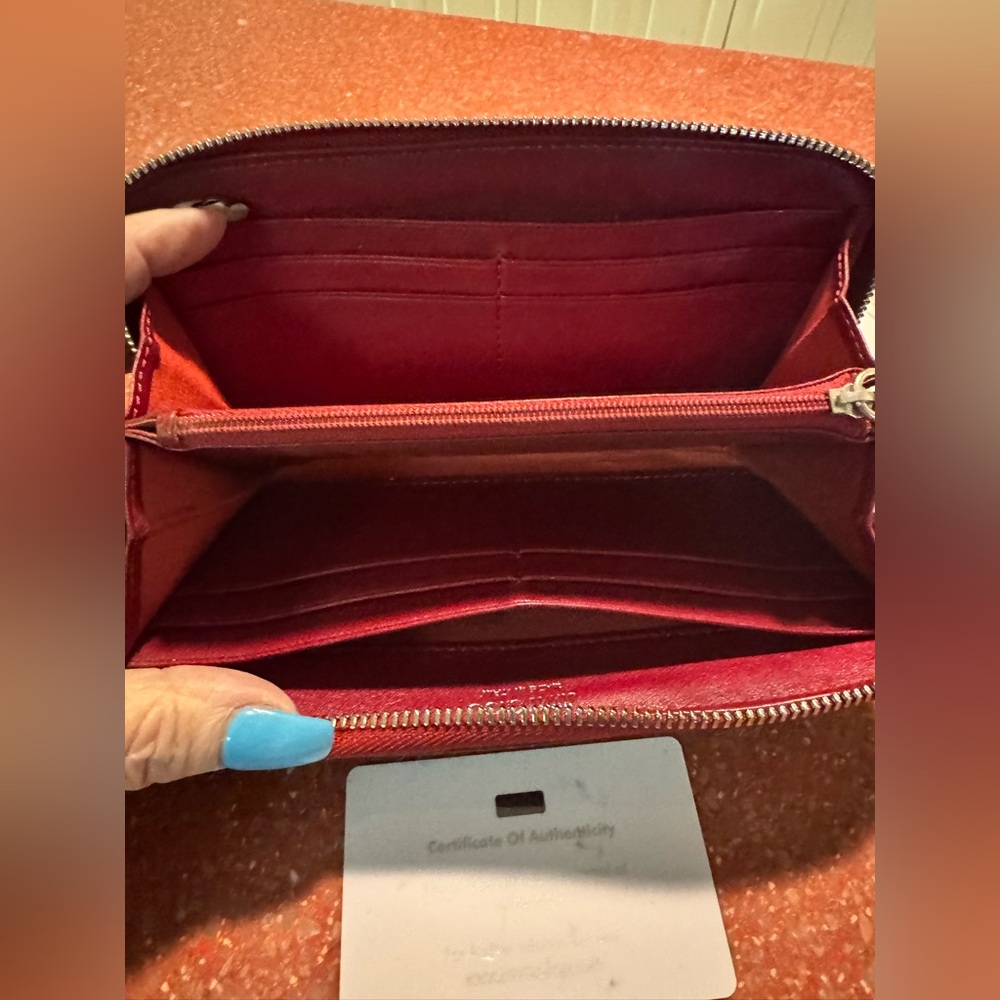 Jimmy Choo Red leather star long zip wallet with COA card EUC - Picture 8 of 9